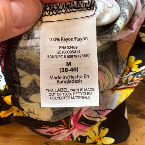 George black pink red tropical short sleeve button up womens shirt SIZE M - Picture 5 of 6